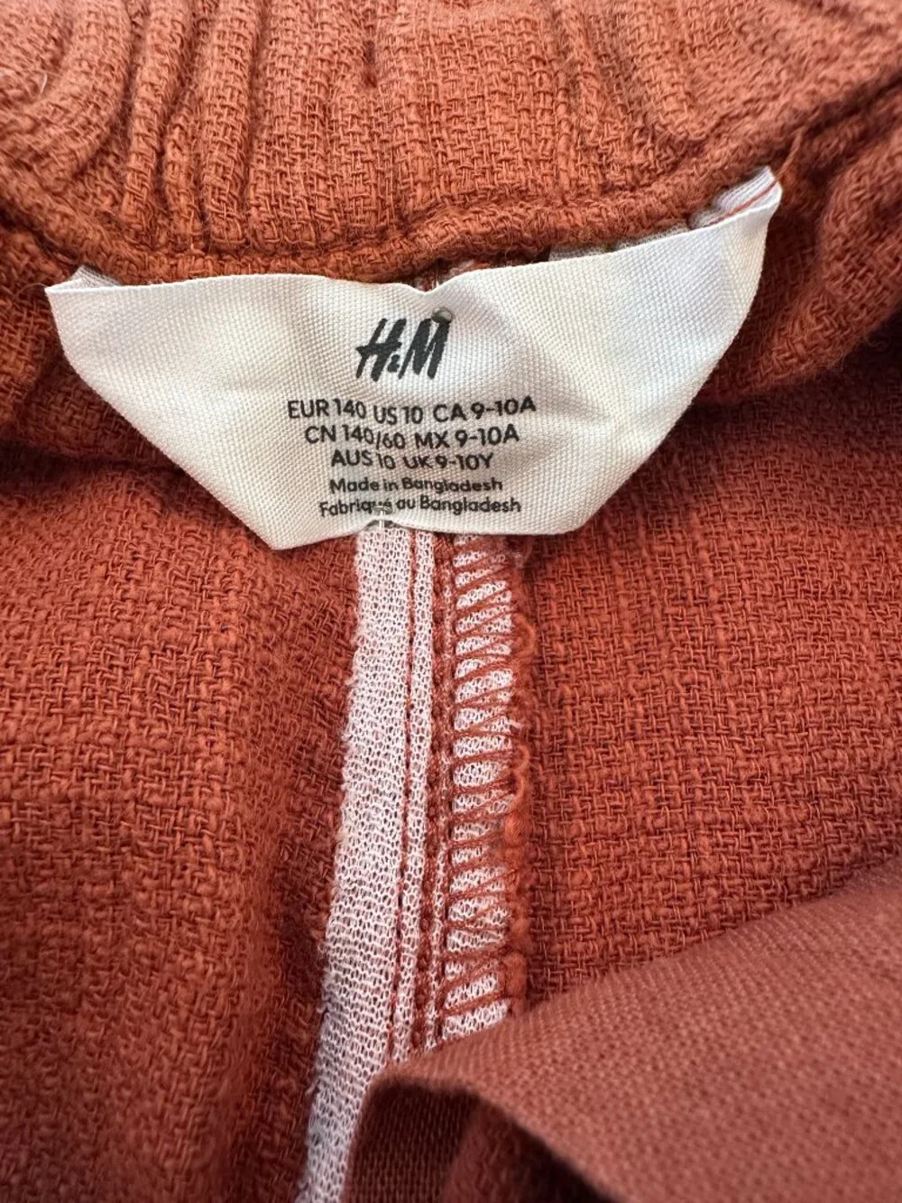 H&M Kids Rust Orange 2 Piece Matching Shirt & Shorts Set Size 10